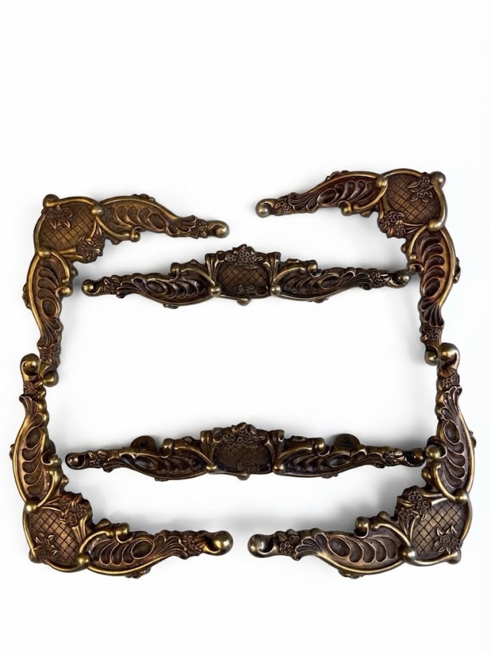 Vintage Ornate Mirror Art Frame Hardware Trim Hollywood Regency Gold Tone Metal